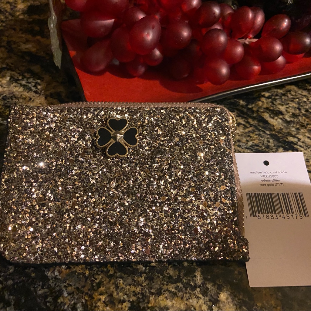 Nwt Kate Spade Rose Gold Odette Glitter Mini Top Handle Crossbody Card Holder